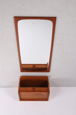 Teak Corridor Set of Mirror & Floating Chest of Drawers, 1960s, Set of 2-EZZ-884980