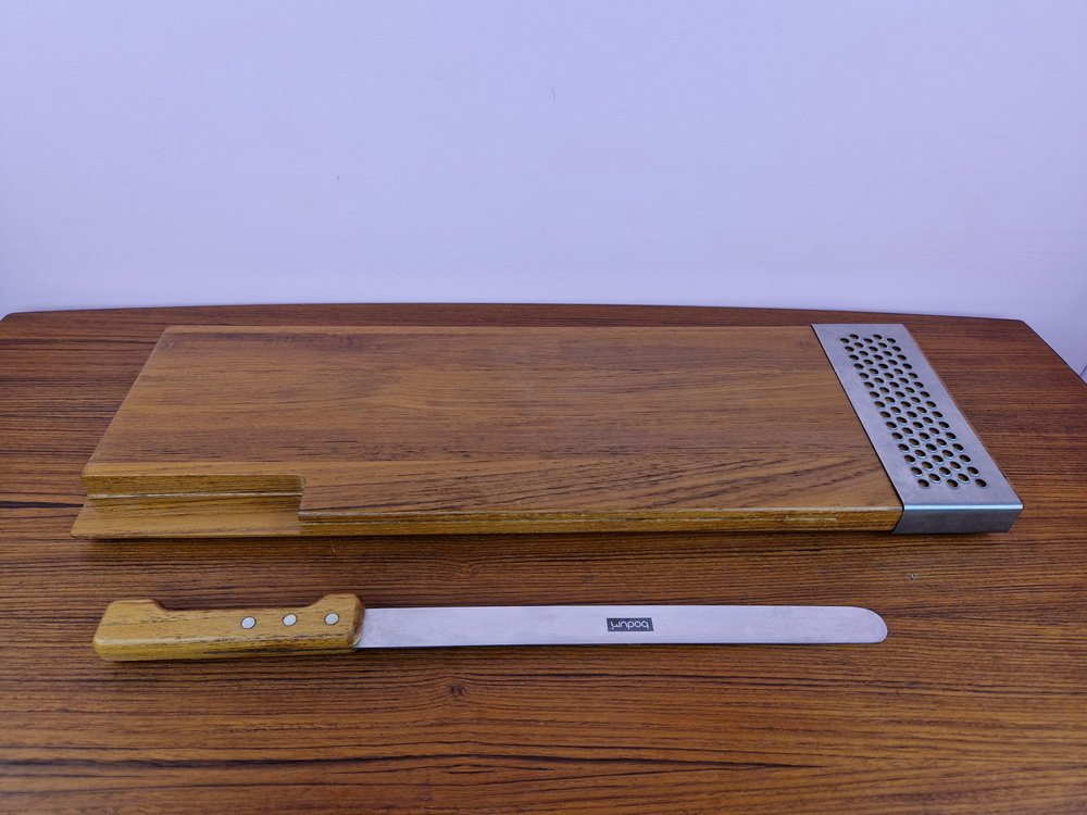 Teak Cutting Board with Built-in Knife by Richard Nissen for Bodum, 1980s