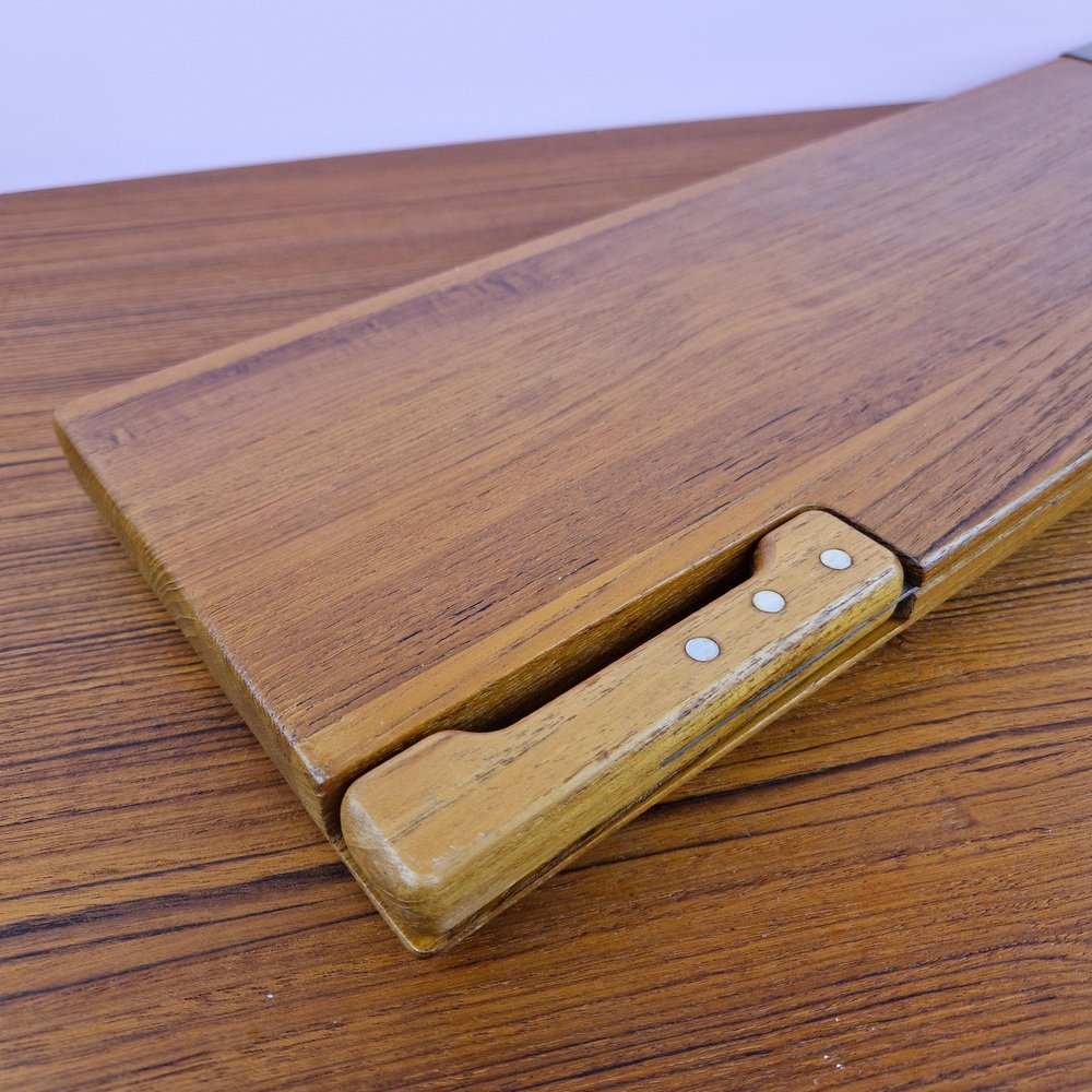 Teak Cutting Board with Built-in Knife by Richard Nissen for Bodum, 1980s