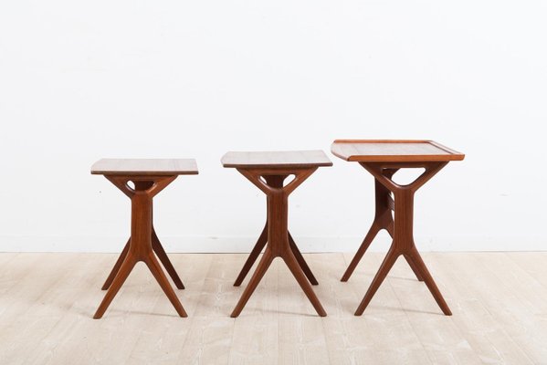 Teak Danish Nesting Tables by Johannes Andersen for Silkeborg, Set of 3-MJF-931250