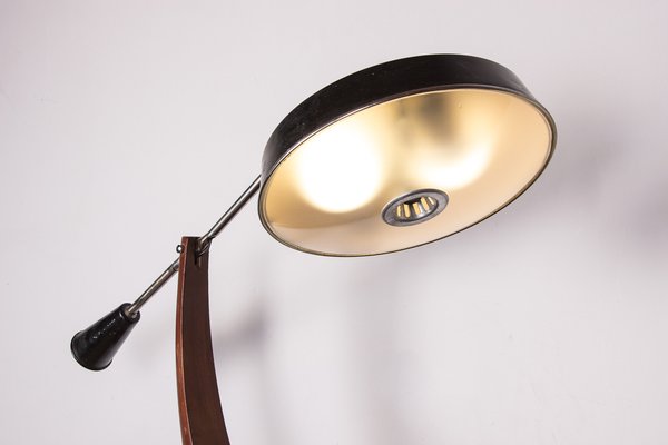 Teak Desk and Black Lacquered Metal Lamp Model President by Fase, 1960s-EMB-1758739