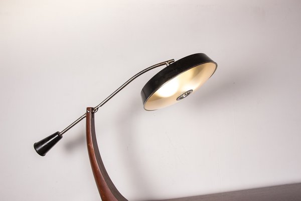 Teak Desk and Black Lacquered Metal Lamp Model President by Fase, 1960s-EMB-1758739