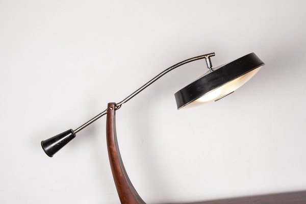 Teak Desk and Black Lacquered Metal Lamp Model President by Fase, 1960s-EMB-1758739