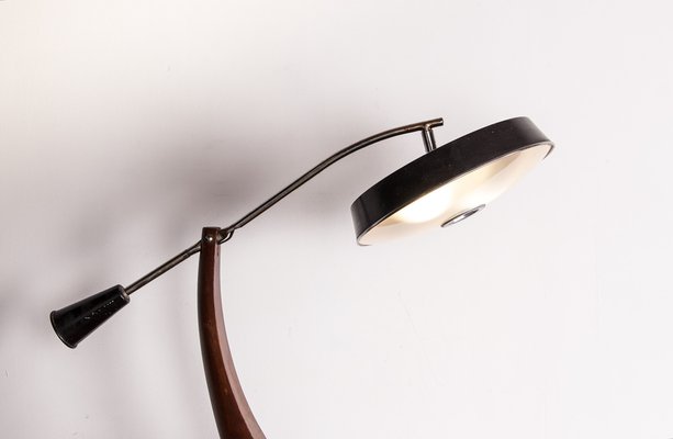 Teak Desk and Black Lacquered Metal Lamp Model President by Fase, 1960s-EMB-1758739