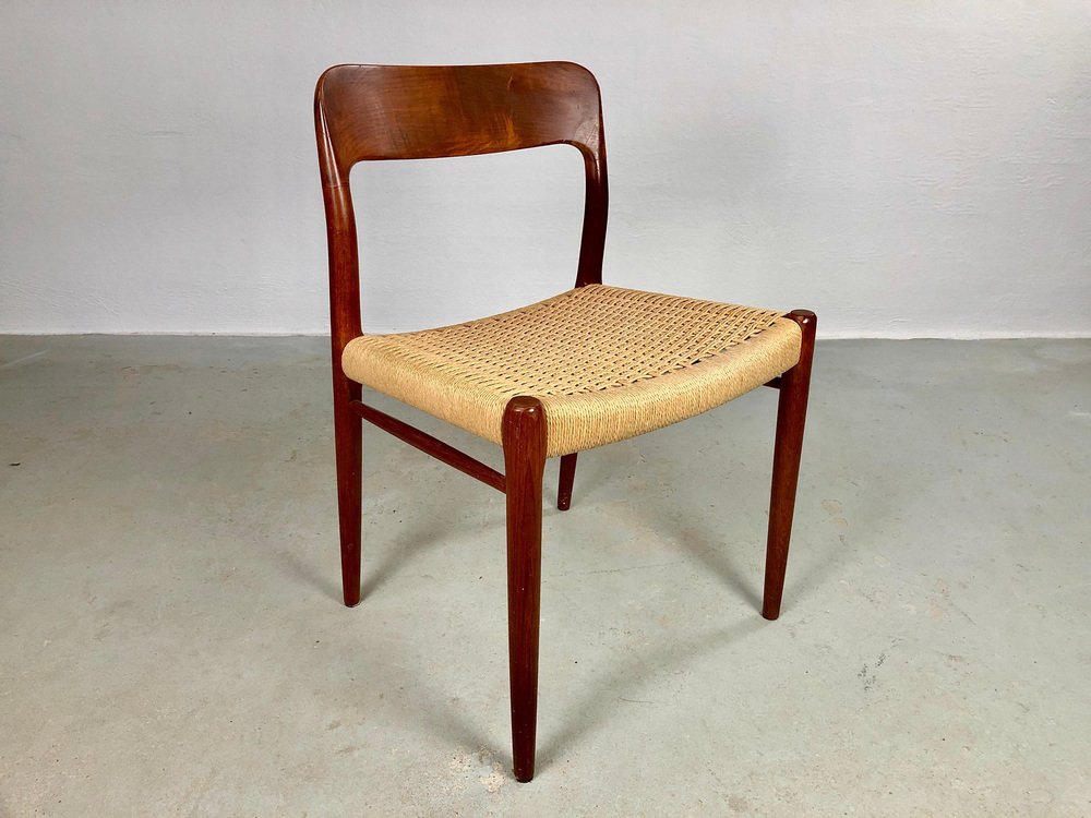 Teak Dining Chairs Papercord Seats from J.L. Møllers, 1960s, Set of 4