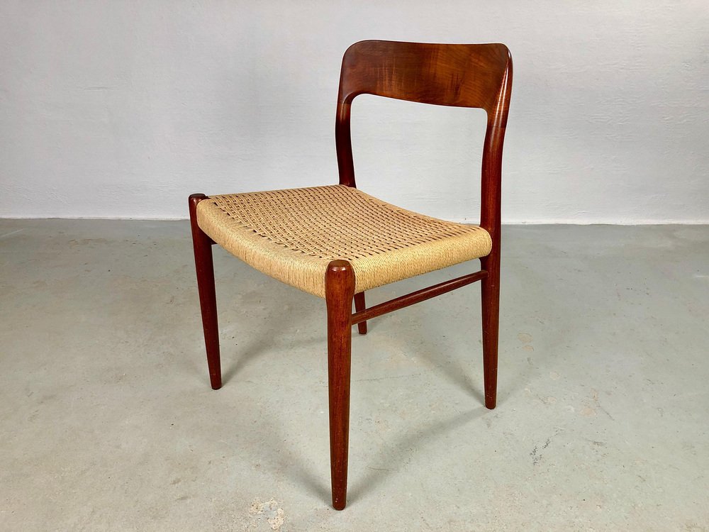 Teak Dining Chairs Papercord Seats from J.L. Møllers, 1960s, Set of 4