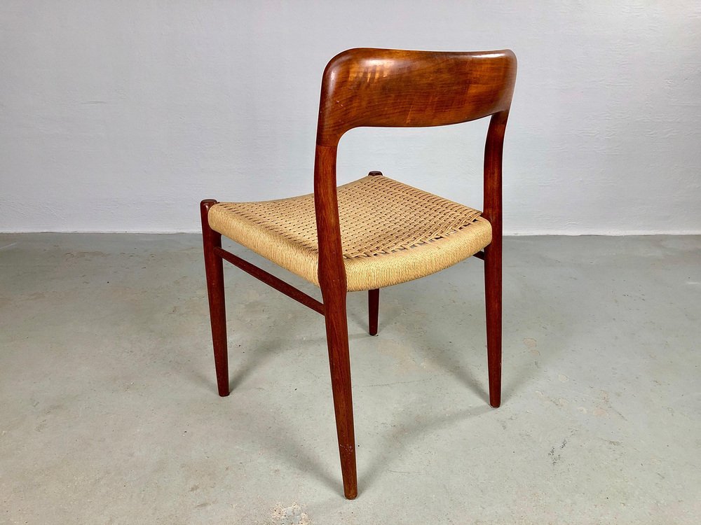 Teak Dining Chairs Papercord Seats from J.L. Møllers, 1960s, Set of 4