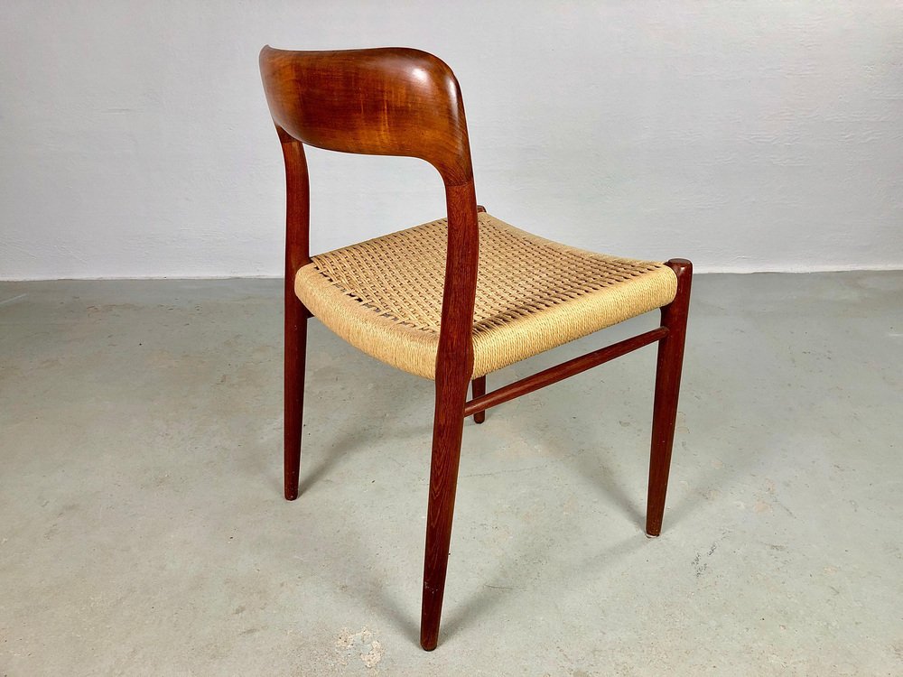 Teak Dining Chairs Papercord Seats from J.L. Møllers, 1960s, Set of 4