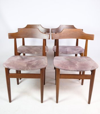 Teak Dining Chairs with Grey Fabric Seats by Hans Olsen, 1960s, Set of 4-UY-1425734