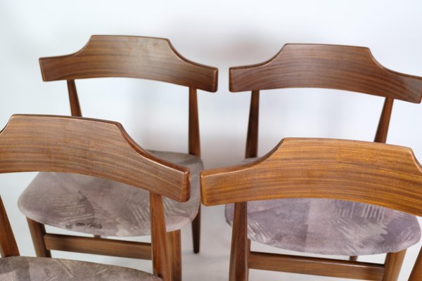 Teak Dining Chairs with Grey Fabric Seats by Hans Olsen, 1960s, Set of 4-UY-1425734