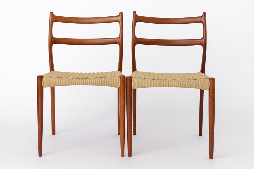 Teak Dining Chairs with Papercord Seats by Søren Ladefoged, 1960s, Set of 2