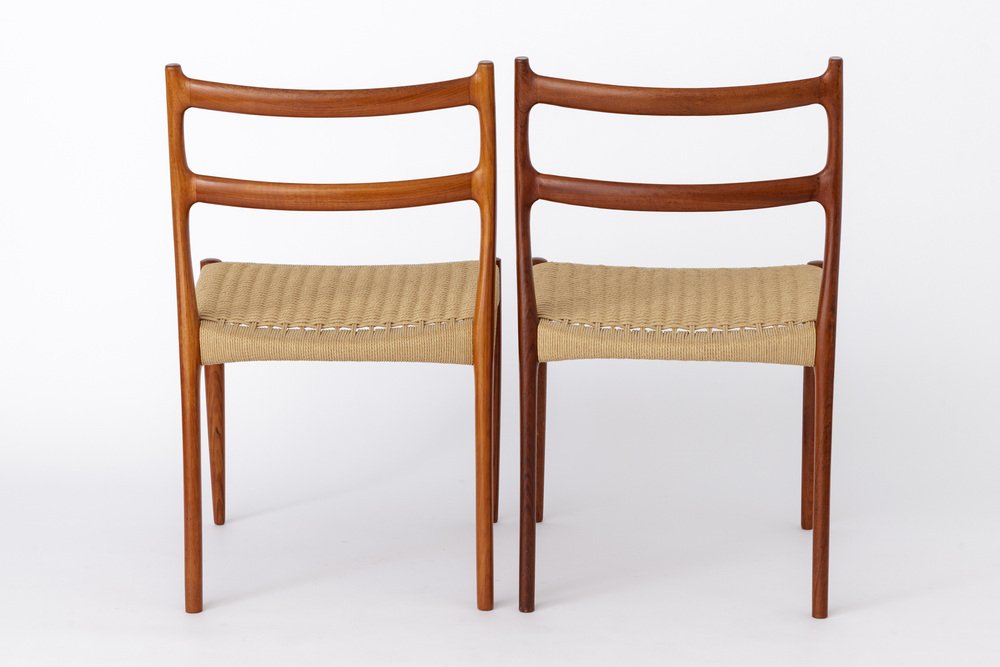 Teak Dining Chairs with Papercord Seats by Søren Ladefoged, 1960s, Set of 2