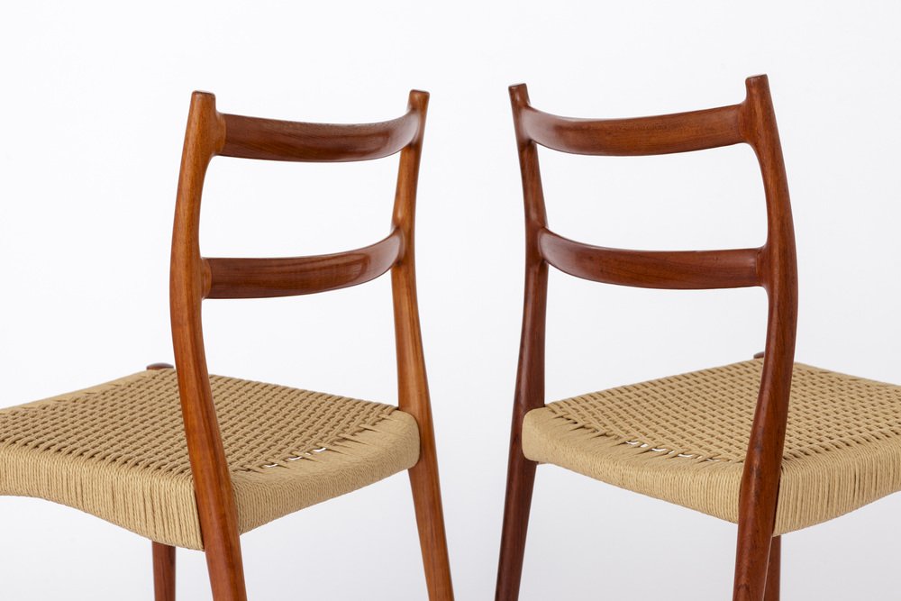 Teak Dining Chairs with Papercord Seats by Søren Ladefoged, 1960s, Set of 2