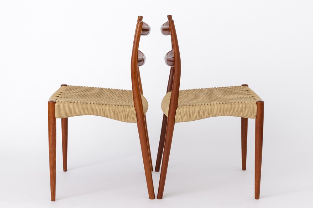 Teak Dining Chairs with Papercord Seats by Søren Ladefoged, 1960s, Set of 2