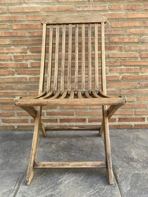 Teak Folding Deck Chair with Slat Back from Scan Com, 1960s-NOU-891289