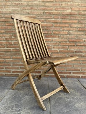 Teak Folding Deck Chair with Slat Back from Scan Com, 1960s-NOU-891289