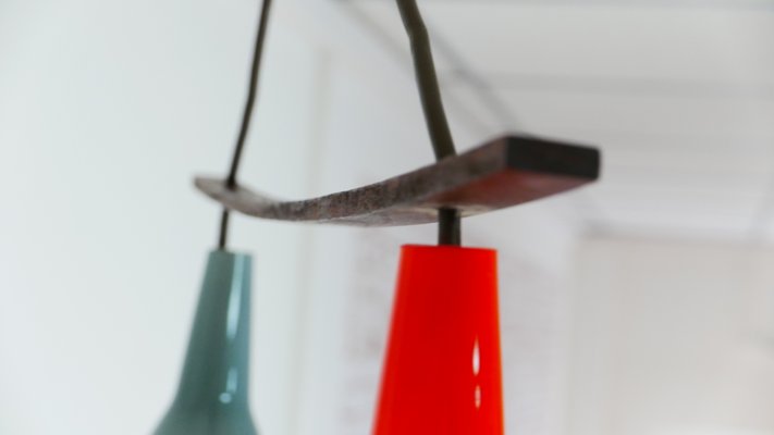 Teak Gondola Ceiling-Lamp, Denmark, 1970s-KK-1065704