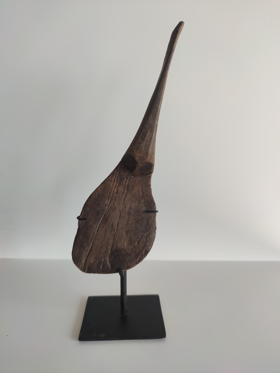 Teak Grain Spoon Mounted on Base