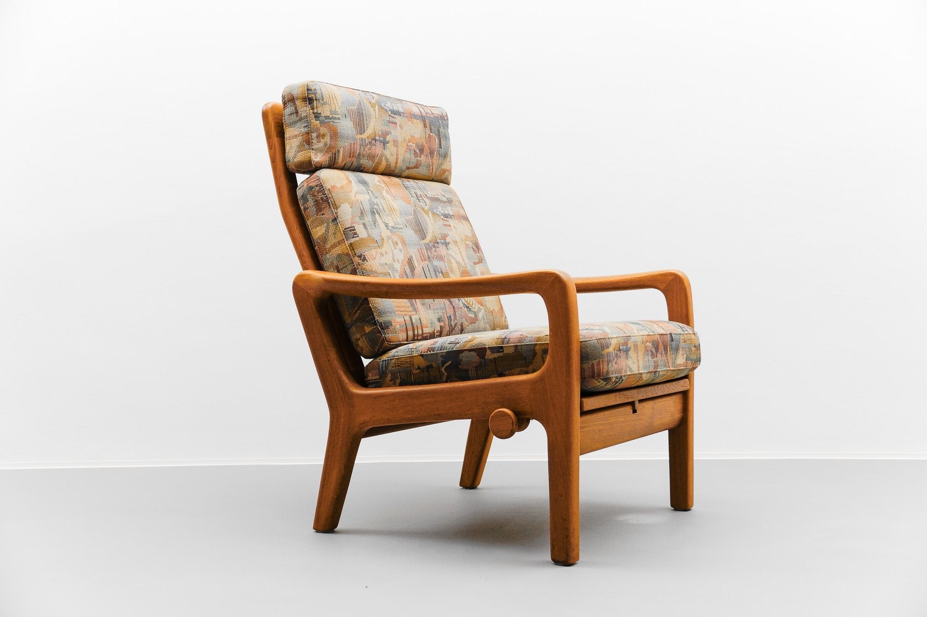 Teak Highback Armchair and Stool by Juul Kristensen, 1960s, Set of 2