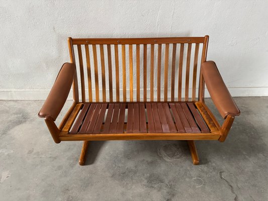 Teak & Leather Armchair, Sofa & Ottoman by Söda Galvano, 1960s, Set of 4-EBP-2016660