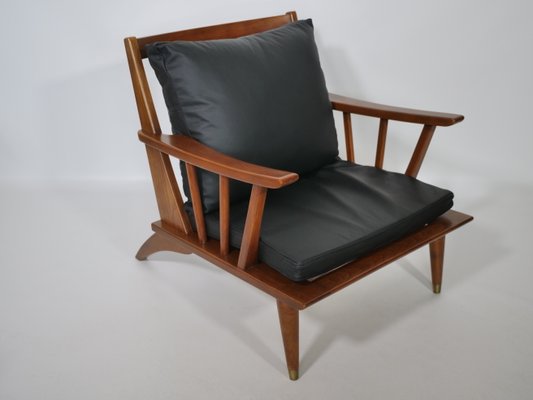 Teak & Leather Lounge Chair Set, 1960s, Set of 2-LVS-900004