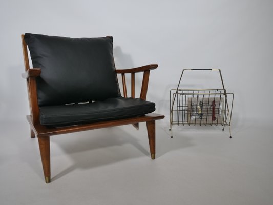 Teak & Leather Lounge Chair Set, 1960s, Set of 2-LVS-900004