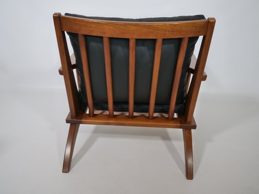 Teak & Leather Lounge Chair Set, 1960s, Set of 2-LVS-900004