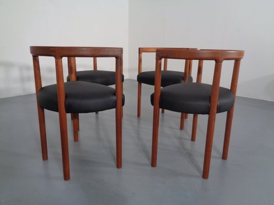 Teak & Leather Model 195 Dining Chairs by Ole Gjerløv-Knudsen & Torben Lind for France & Søn / France & Daverkosen, 1960s, Set of 4-RDW-772010