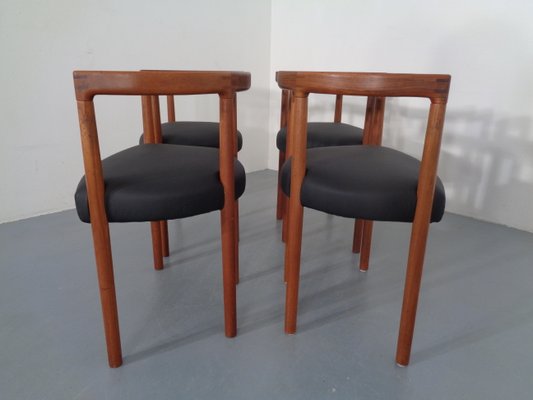 Teak & Leather Model 195 Dining Chairs by Ole Gjerløv-Knudsen & Torben Lind for France & Søn / France & Daverkosen, 1960s, Set of 4-RDW-772010