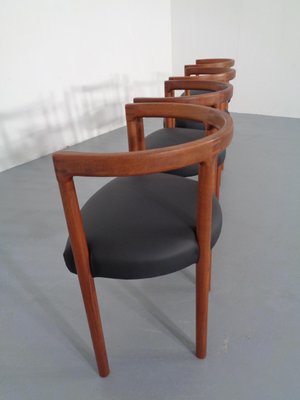 Teak & Leather Model 195 Dining Chairs by Ole Gjerløv-Knudsen & Torben Lind for France & Søn / France & Daverkosen, 1960s, Set of 4-RDW-772010