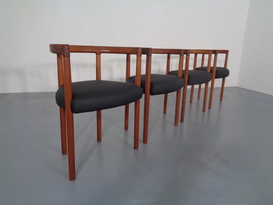 Teak & Leather Model 195 Dining Chairs by Ole Gjerløv-Knudsen & Torben Lind for France & Søn / France & Daverkosen, 1960s, Set of 4-RDW-772010