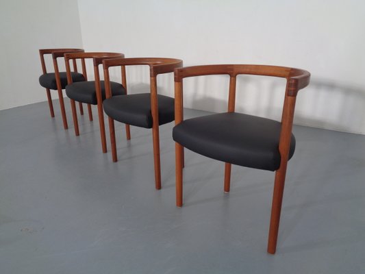 Teak & Leather Model 195 Dining Chairs by Ole Gjerløv-Knudsen & Torben Lind for France & Søn / France & Daverkosen, 1960s, Set of 4-RDW-772010