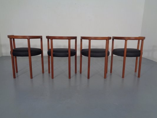 Teak & Leather Model 195 Dining Chairs by Ole Gjerløv-Knudsen & Torben Lind for France & Søn / France & Daverkosen, 1960s, Set of 4-RDW-772010