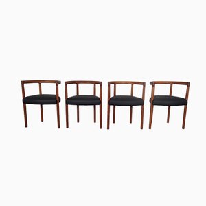 Teak & Leather Model 195 Dining Chairs by Ole Gjerløv-Knudsen & Torben Lind for France & Søn / France & Daverkosen, 1960s, Set of 4-RDW-772010