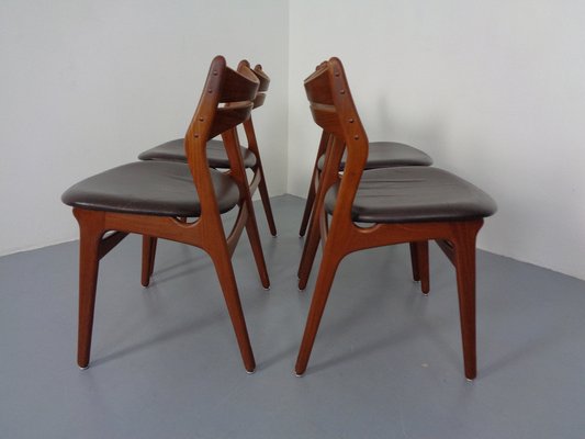 Teak & Leather Model 310 Dining Chairs by Erik Buch for Chr. Christensen, Set of 4, 1960s-RDW-1334352