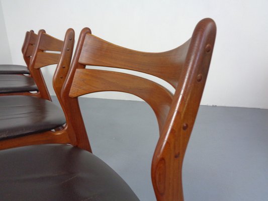 Teak & Leather Model 310 Dining Chairs by Erik Buch for Chr. Christensen, Set of 4, 1960s-RDW-1334352