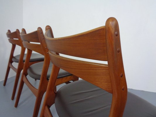 Teak & Leather Model 310 Dining Chairs by Erik Buch for Chr. Christensen, Set of 4, 1960s-RDW-1334352