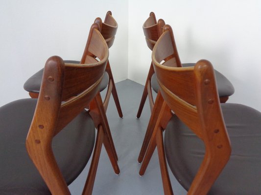 Teak & Leather Model 310 Dining Chairs by Erik Buch for Chr. Christensen, Set of 4, 1960s-RDW-1334352