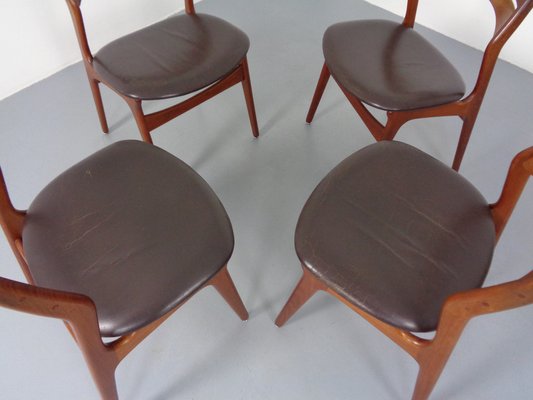 Teak & Leather Model 310 Dining Chairs by Erik Buch for Chr. Christensen, Set of 4, 1960s-RDW-1334352