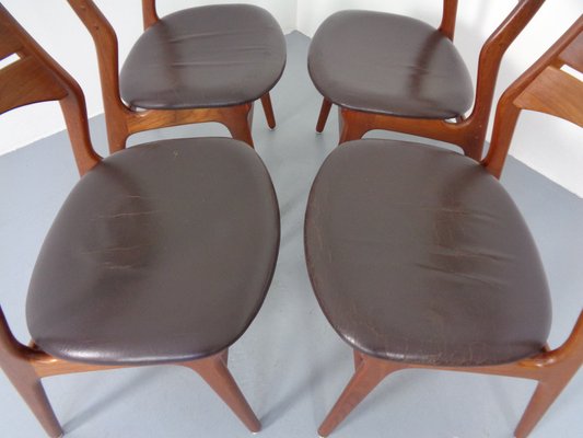 Teak & Leather Model 310 Dining Chairs by Erik Buch for Chr. Christensen, Set of 4, 1960s-RDW-1334352