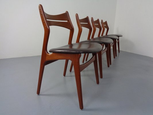 Teak & Leather Model 310 Dining Chairs by Erik Buch for Chr. Christensen, Set of 4, 1960s-RDW-1334352