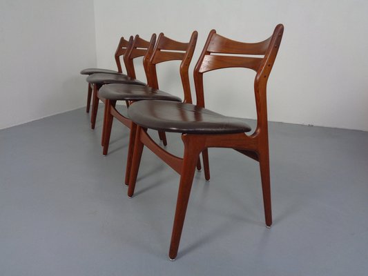 Teak & Leather Model 310 Dining Chairs by Erik Buch for Chr. Christensen, Set of 4, 1960s-RDW-1334352