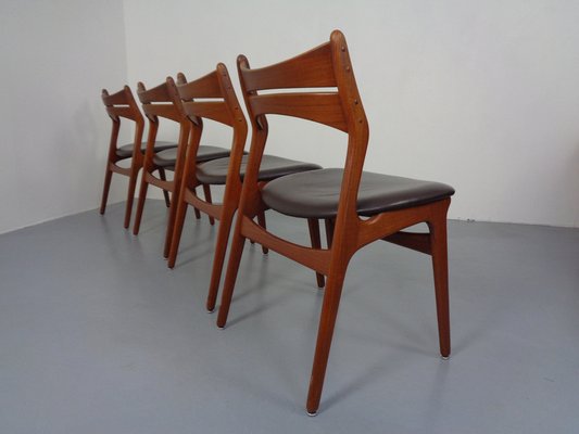 Teak & Leather Model 310 Dining Chairs by Erik Buch for Chr. Christensen, Set of 4, 1960s-RDW-1334352