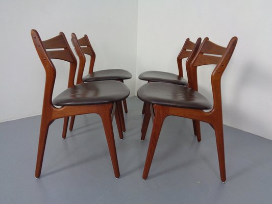 Teak & Leather Model 310 Dining Chairs by Erik Buch for Chr. Christensen, Set of 4, 1960s-RDW-1334352