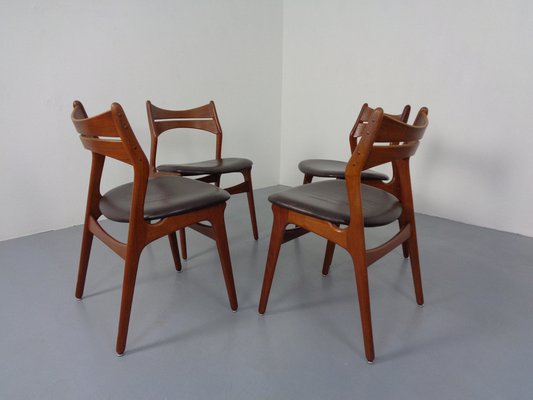 Teak & Leather Model 310 Dining Chairs by Erik Buch for Chr. Christensen, Set of 4, 1960s-RDW-1334352