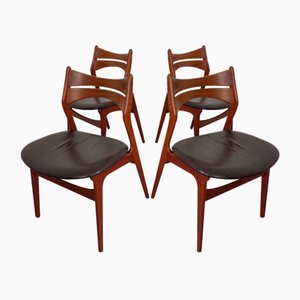 Teak & Leather Model 310 Dining Chairs by Erik Buch for Chr. Christensen, Set of 4, 1960s-RDW-1334352