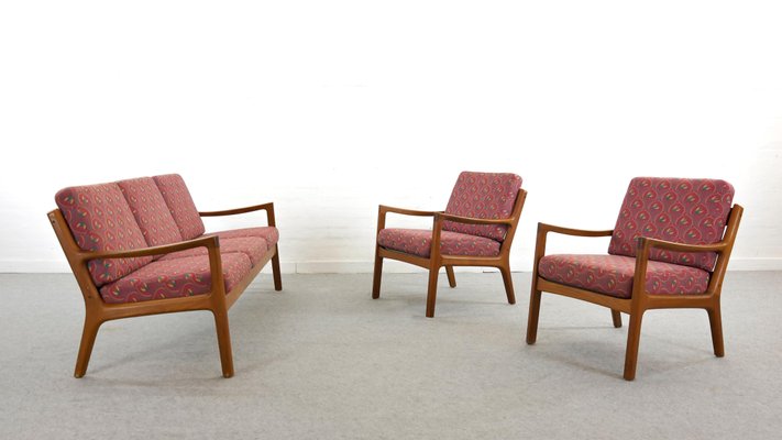 Teak Living Room Set by Ole Wanscher for France & Søn / France & Daverkosen, Denmark, 1960s, Set of 3-EE-702819