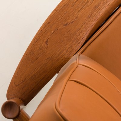 Teak Lounge Chairs in Aniline Cognac Leather for Cado by Grete Jalk, Denmark, 1960s, Set of 2-UE-2035001