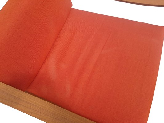 Teak, Metal & Coral Fabric Armchairs, 1960s, Set of 2-RD-1718131