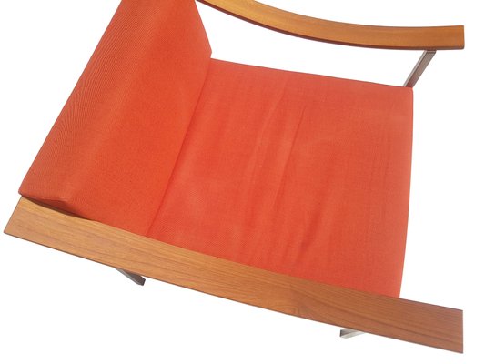 Teak, Metal & Coral Fabric Armchairs, 1960s, Set of 2-RD-1718131